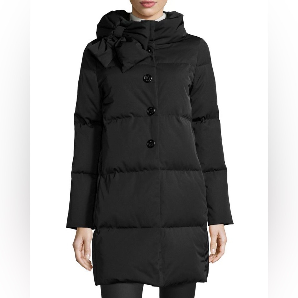 kate spade new york funnel-neck puffer coat with bow